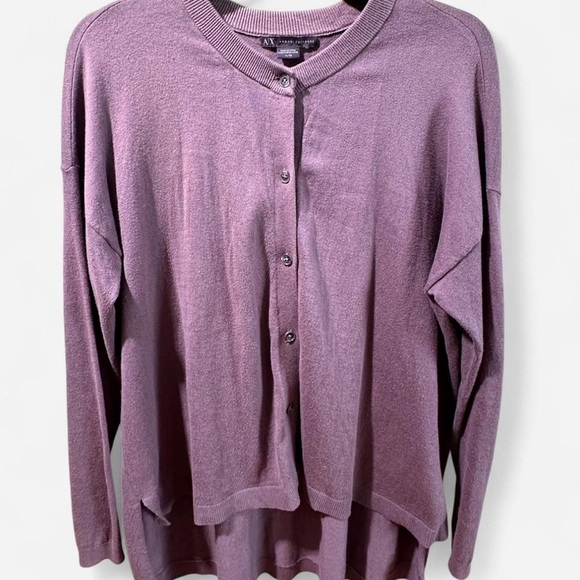 Armani Exchange Vintage High Low Grey Cardigan button Top size XL Women’s - Picture 2 of 8